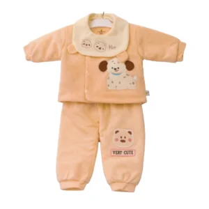 Baby Winter Fleece Suit Set (Top & Pant) - Cute Cartoon Design (0–15 Months)