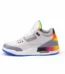 Air Jordan 4 Sneakers White and Multicolor Rainbow Heel - Pair View.