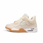 Side Profile of Cream and Tan Air Jordan 3 Sneakers Casual Wear.
