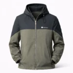 Premium Men’s Two-Tone Hooded Zip Jacket – Green & Black (China Import)