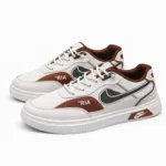 Men's Casual Premium Sneakers White and Brown Pair View - China Import.
