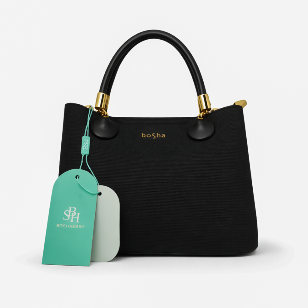 boSha women's black elegant textured handbag for office BD