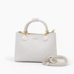Off-white cream structured tote bag with gold hardware by boSha