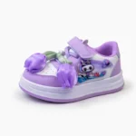 Girls premium purple sneakers with 3d tulip flower and cartoon patch BD