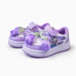 Girls premium purple sneakers with 3d tulip flower and cartoon patch BD