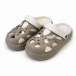 Men's premium coffee brown hollow crocs with white strap and large vents imported BD