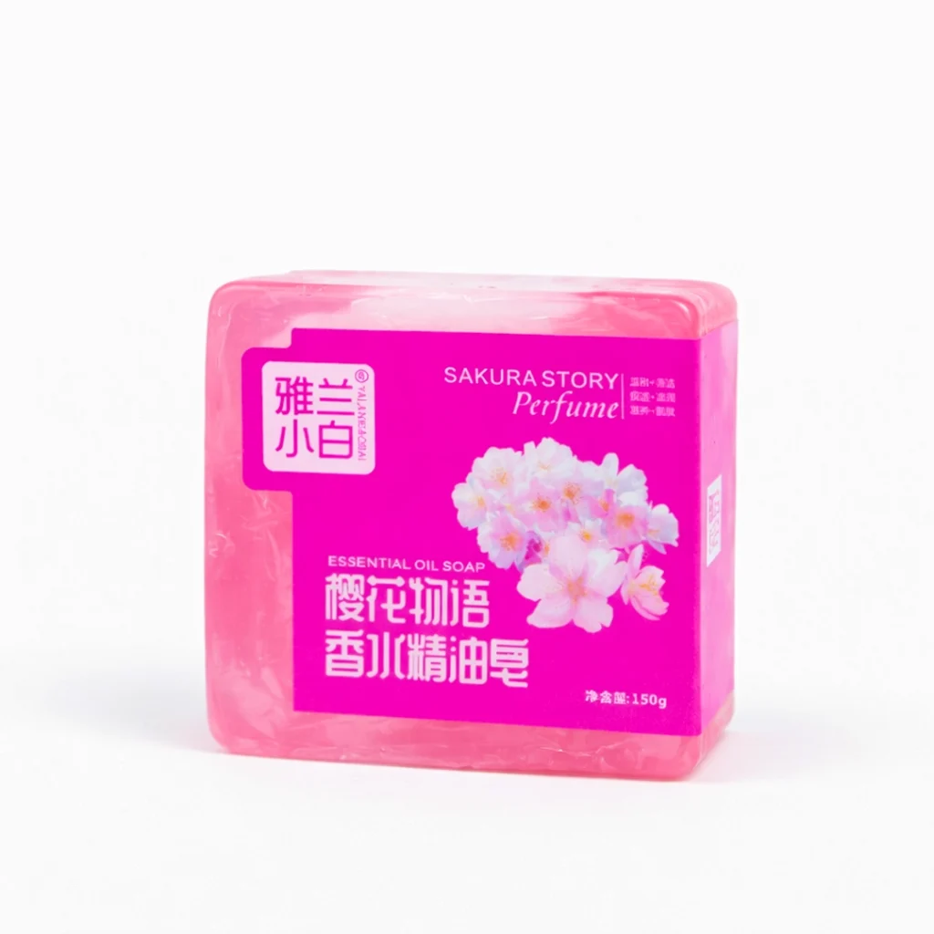 Sakura perfume essential oil soap 150g transparent pink bath bar BD