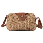 Women's natural tan handmade woven crossbody beach bag available in Bangladesh