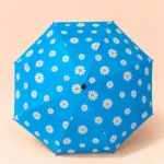 Bright blue rainproofs and UV blocking floral parasol for girls.