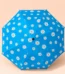 Bright blue rainproofs and UV blocking floral parasol for girls.