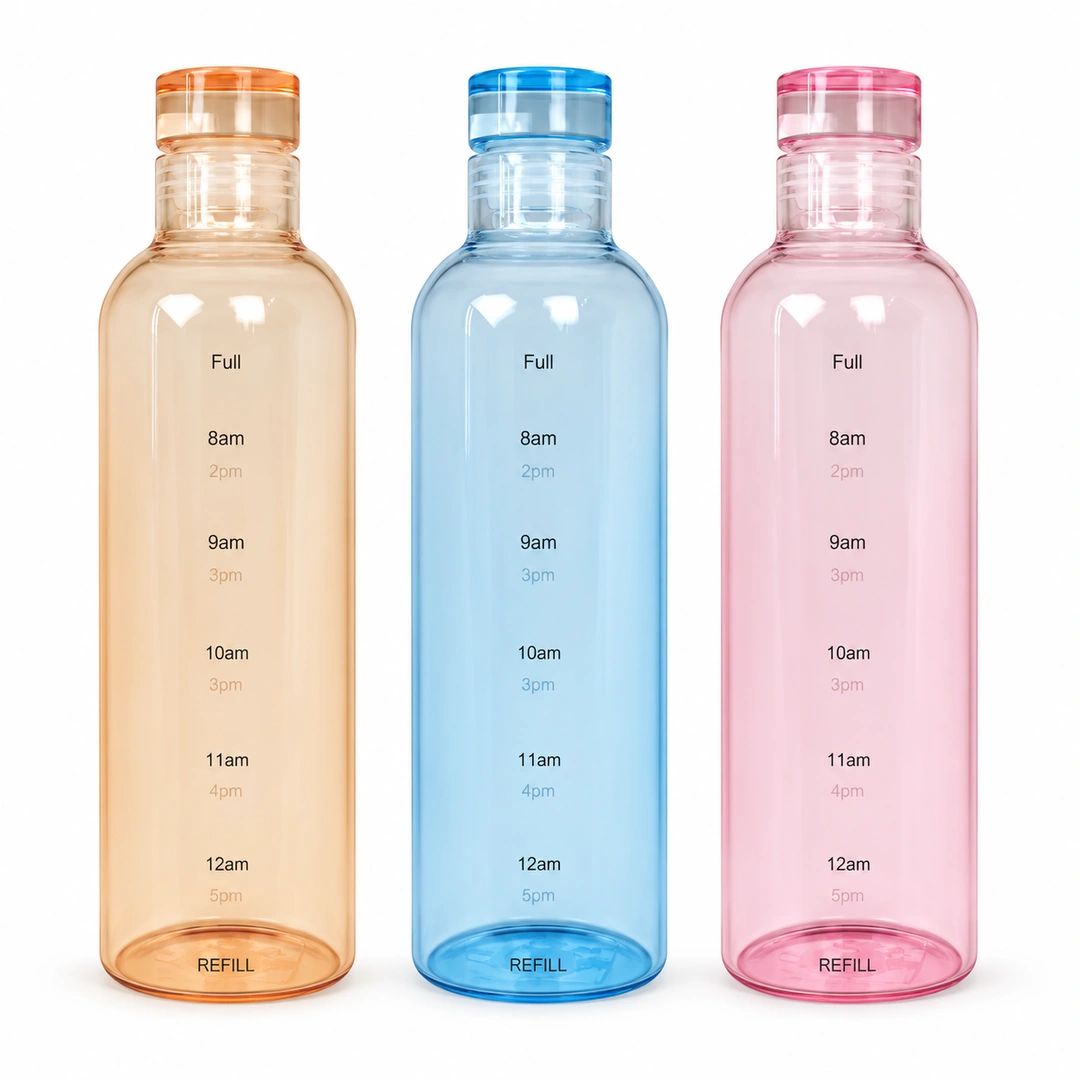 Motivational Time Marker Water Bottle All Colors Motivational Time Marker Water Bottle in orange Blue and Pink