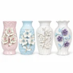 Ceramic Floral Vase in Pink Blue White and Purple Designs