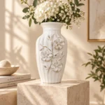 Premium Ceramic Floral Vase with 3D Flower Design - Image 5
