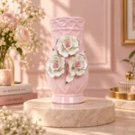 Premium Ceramic Floral Vase with 3D Flower Design - Image 2