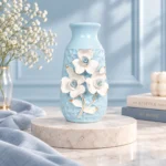 Premium Ceramic Floral Vase with 3D Flower Design - Image 3