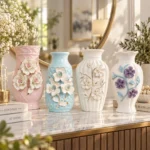 Premium Ceramic Floral Vase with 3D Flower Design - Image 6