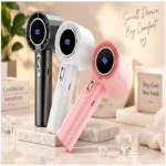 Digital Display High Speed Handheld Fan in Black White and Pink