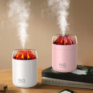 WT26 Volcano Flame Humidifier in White and Pink