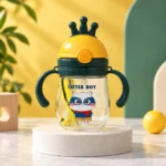 Kids Crown Water Bottle with Dual Handles & Straw - Image 2