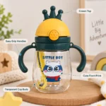 Kids Crown Water Bottle with Dual Handles & Straw - Image 4