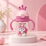 Kids Crown Water Bottle with Dual Handles & Straw - Image 5