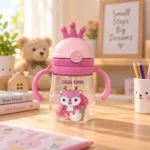 Kids Crown Water Bottle with Dual Handles & Straw - Image 6
