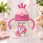 Kids Crown Water Bottle with Dual Handles & Straw - Image 7