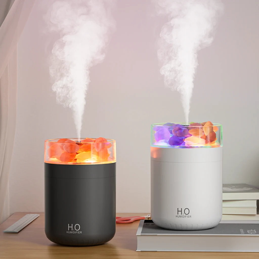 WH-04 Salt Lamp Humidifier in White and Black