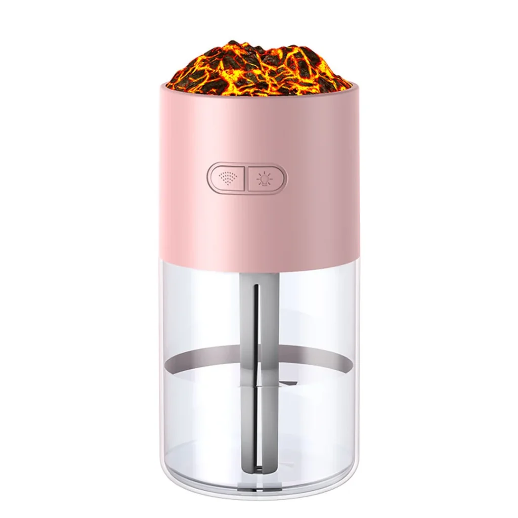 Pink Volcano Humidifier with Colorful Flame Light
